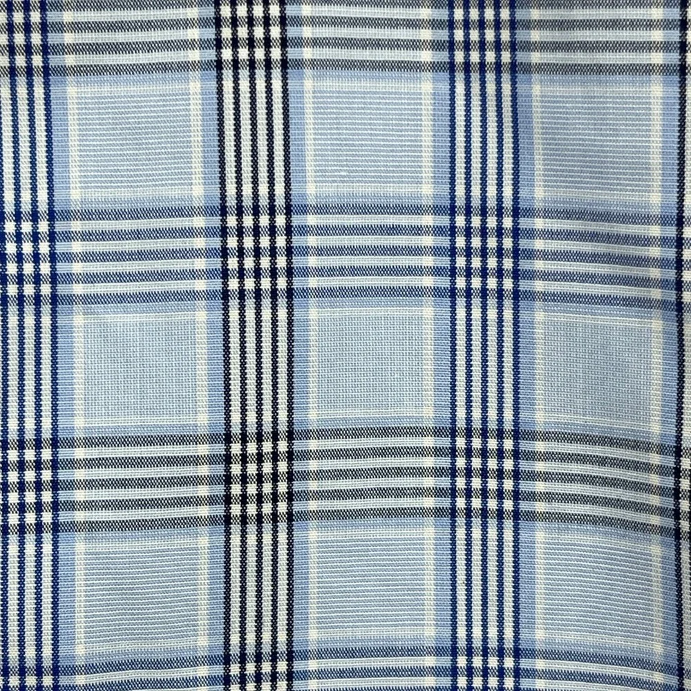 Banana Republic Button Down Men Medium Blue Plaid Non-Iron Slim Fit Long Sleeve